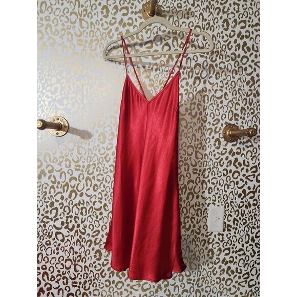 Red Satin Slip Nightie and thong - Picture 1 of 5